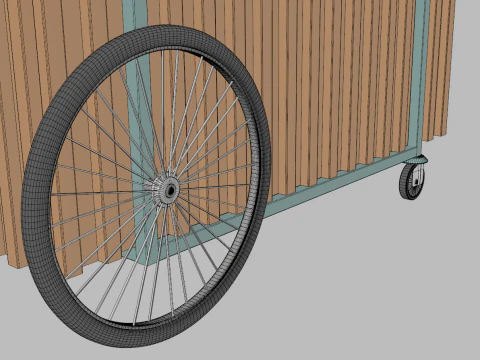 Wooden Push Cart 3D Model