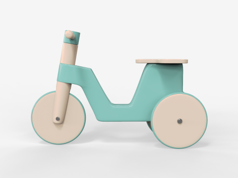 Wooden Tricycle for Kids 3D Model
