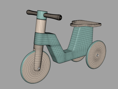 Wooden Tricycle for Kids 3D Model
