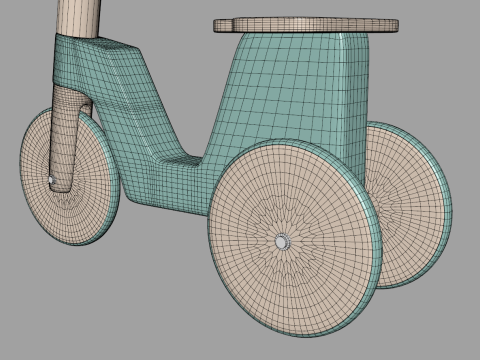 Wooden Tricycle for Kids 3D Model