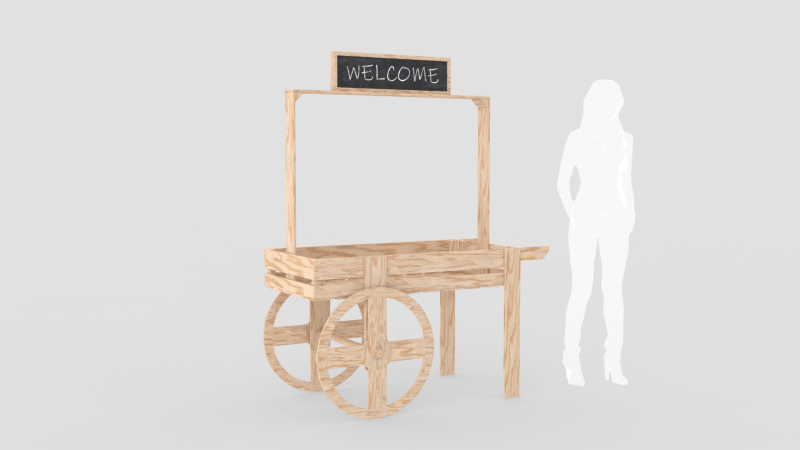 Wooden Vendor Cart 3D Modell .c4d .max .obj .3ds .fbx .stl .blend
