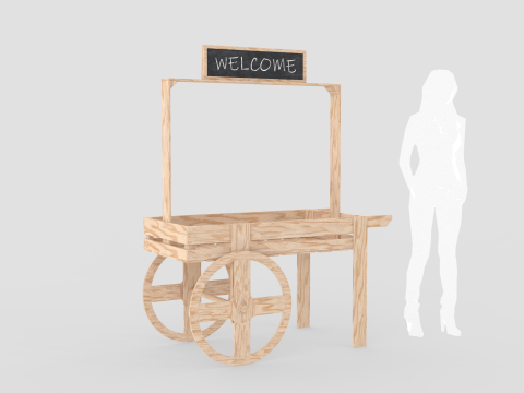 Wooden Vendor Cart Modelo 3D