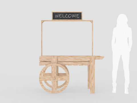 Wooden Vendor Cart 3D Modell
