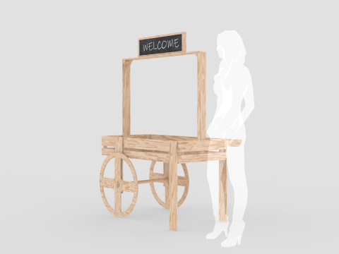 Wooden Vendor Cart 3D Modell