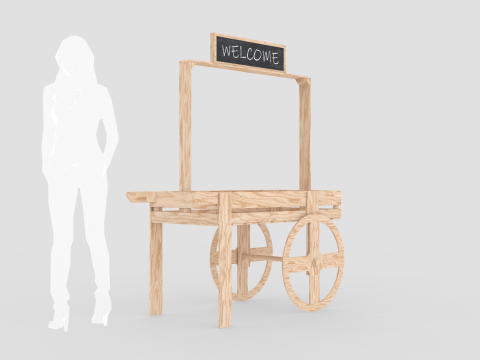 Wooden Vendor Cart 3D Modell