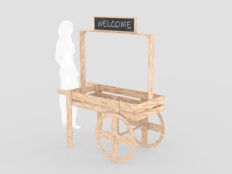 Wooden Vendor Cart 3D Modell