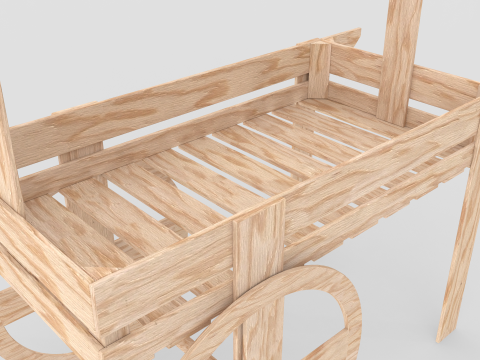 Wooden Vendor Cart 3D Modell