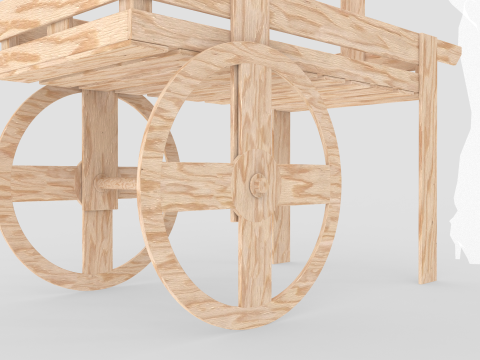 Wooden Vendor Cart 3D Modell