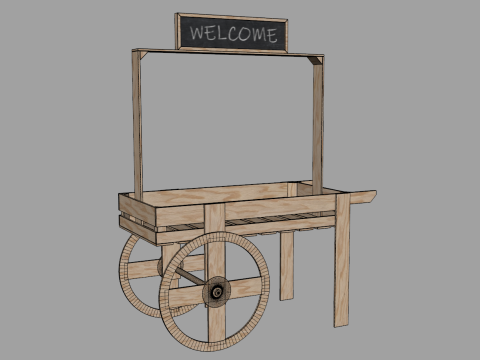 Wooden Vendor Cart 3D Modell