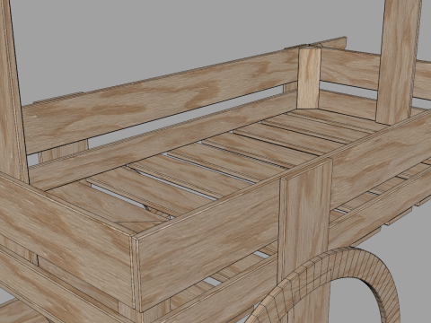 Wooden Vendor Cart 3D Modell