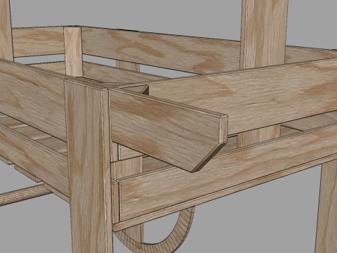 Wooden Vendor Cart 3D Modell