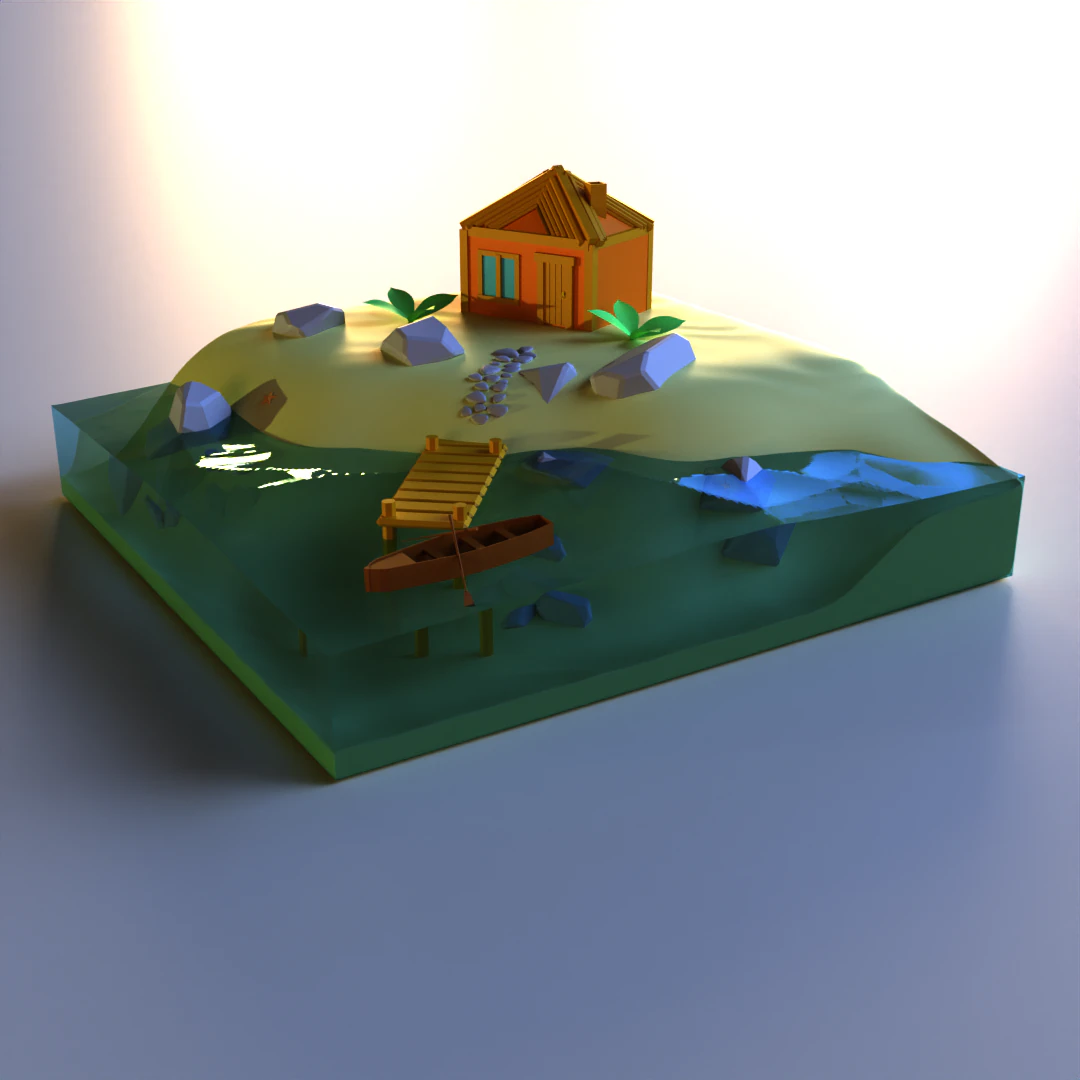 HOME AND ISLAND 3D Model .c4d .max .obj .3ds .fbx .stl .blend 
