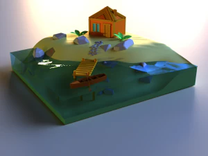 RUMAH DAN PULAU Model 3D