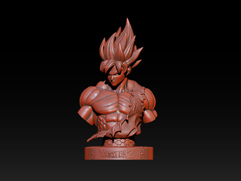 Classic Goku Bust 3D Printable Model 3D Print Model
