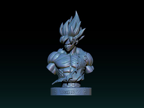 Classic Goku Bust 3D Printable Model 3D प्रिंट मॉडल