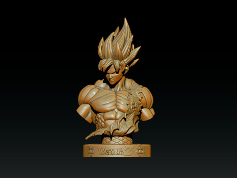 Classic Goku Bust 3D Printable Model 3D प्रिंट मॉडल