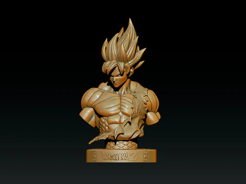 Classic Goku Bust 3D Printable Model 3D Print Model