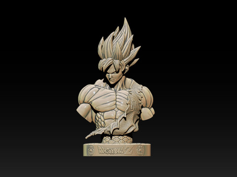 Classic Goku Bust 3D Printable Model 3D प्रिंट मॉडल
