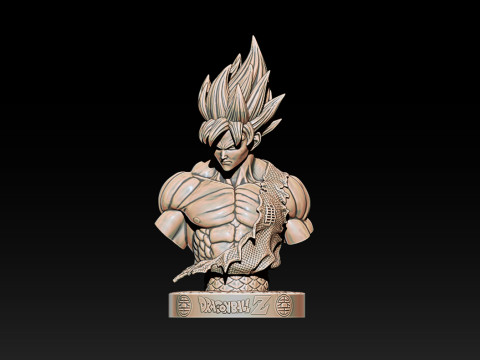 Classic Goku Bust 3D Printable Model 3D प्रिंट मॉडल