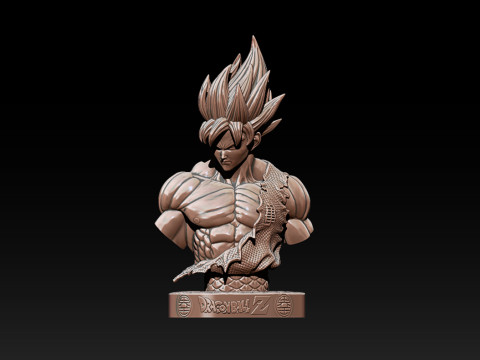 Classic Goku Bust 3D Printable Model 3D प्रिंट मॉडल