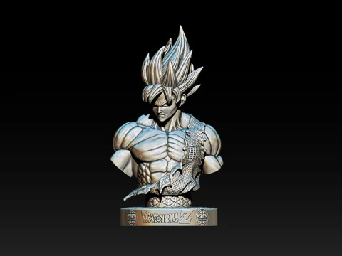 Classic Goku Bust 3D Printable Model 3D Print Model