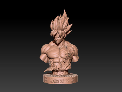 Classic Goku Bust 3D Printable Model 3D प्रिंट मॉडल
