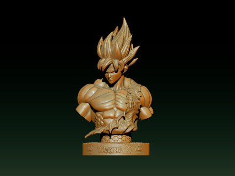 Classic Goku Bust 3D Printable Model 3D प्रिंट मॉडल