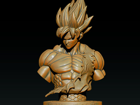 Classic Goku Bust 3D Printable Model 3D प्रिंट मॉडल