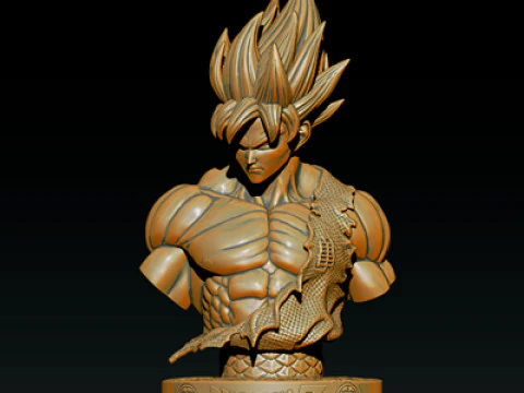 Classic Goku Bust 3D Printable Model 3D Print Model