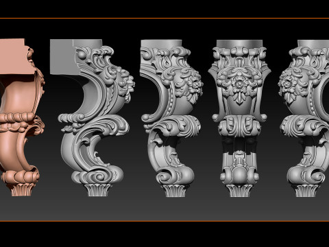 Classic Table and Chair Leg Model Kit - 059 3D Принт Модель