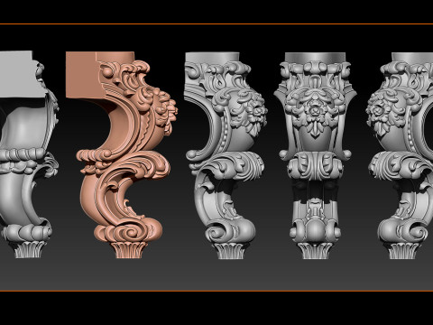 Classic Table and Chair Leg Model Kit - 059 3D Принт Модель