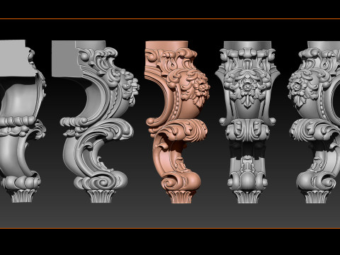 Classic Table and Chair Leg Model Kit - 059 3D Принт Модель
