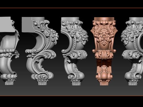 Classic Table and Chair Leg Model Kit - 059 3D Принт Модель