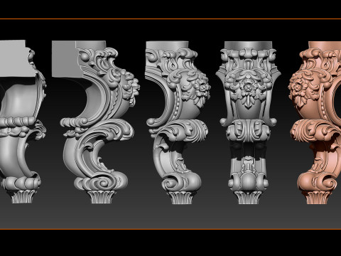 Classic Table and Chair Leg Model Kit - 059 3D Принт Модель