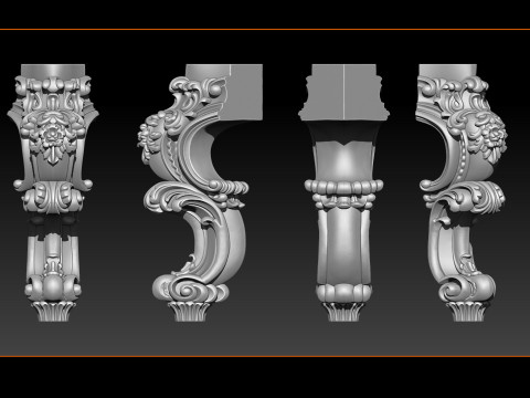 Classic Table and Chair Leg Model Kit - 059 3D Принт Модель