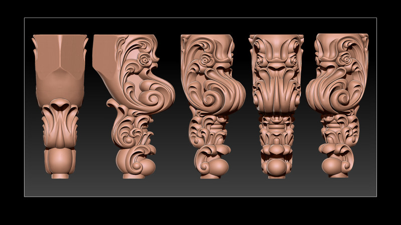 Classic Table and Chair Leg Model Kit - 061 3D 프린트 모델 .c4d .max .obj .3ds .fbx .stl .blend