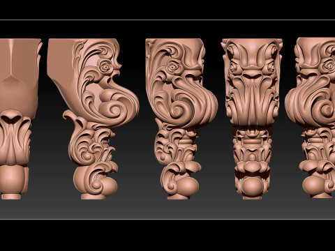 Classic Table and Chair Leg Model Kit - 061 Modèles 3D en vedette