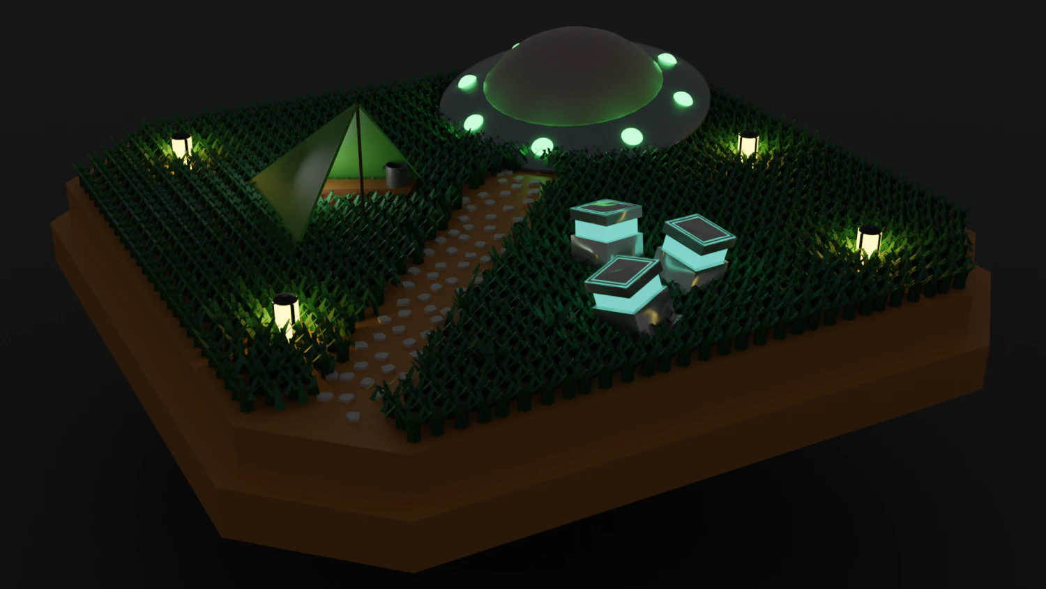 Ufo-Dioram 3D Model .c4d .max .obj .3ds .fbx .stl .blend 