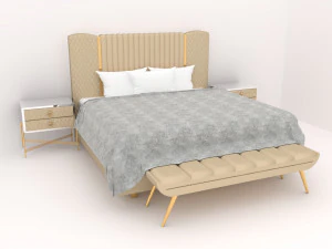 Luxuries double bed collection 3D Model