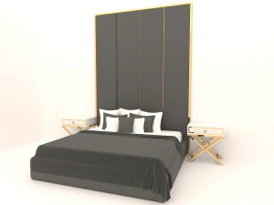 Luxuries double bed collection 3D Model