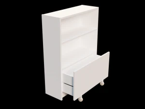 Bookcase with drawer White cupboard 3D Model