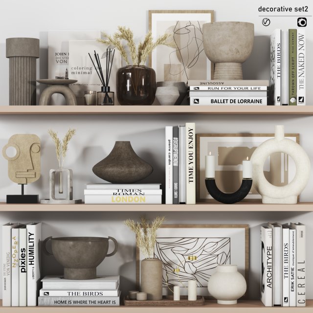 Decorative set Vol 2 Model 3D .c4d .max .obj .3ds .fbx .stl .blend 