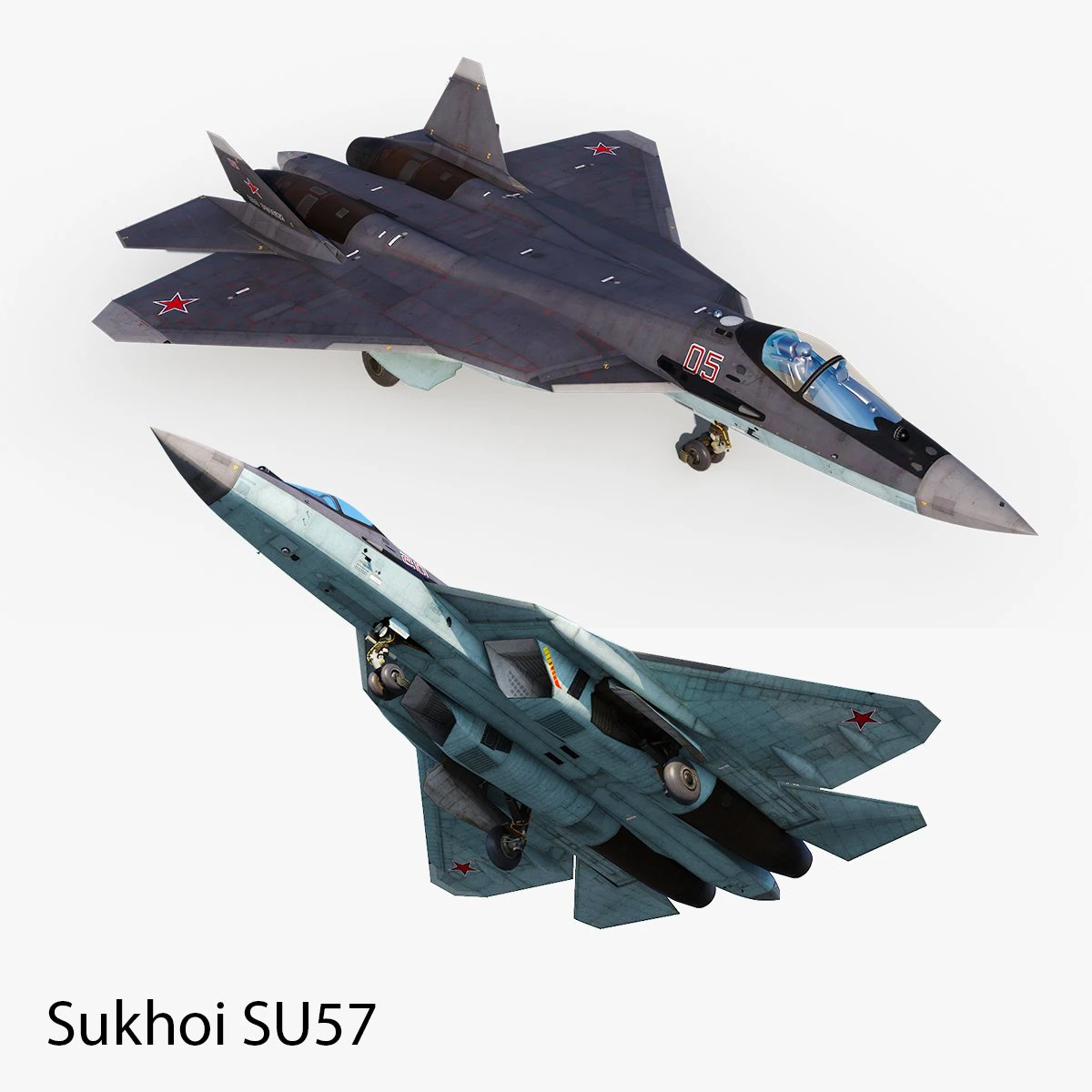 Sukhoi SU57 3D Model .c4d .max .obj .3ds .fbx .stl .blend 