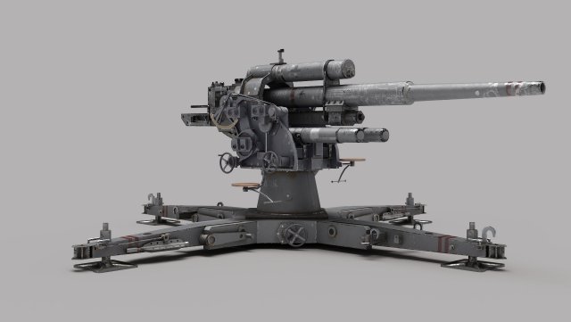 Cannon Flak 3D 모델 .c4d .max .obj .3ds .fbx .stl .blend 
