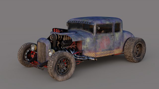 Hot road Cars fallout Modelo 3D .c4d .max .obj .3ds .fbx .stl .blend 