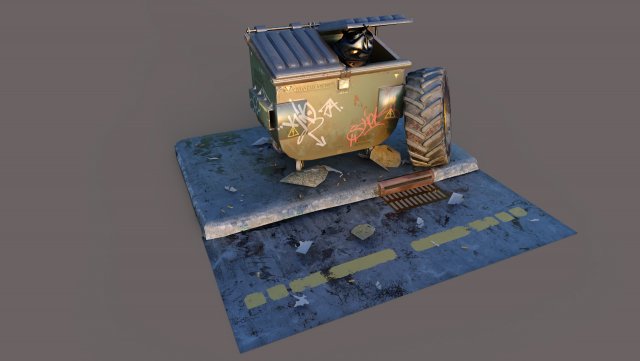Derelict Dumpster 3D Model .c4d .max .obj .3ds .fbx .stl .blend 
