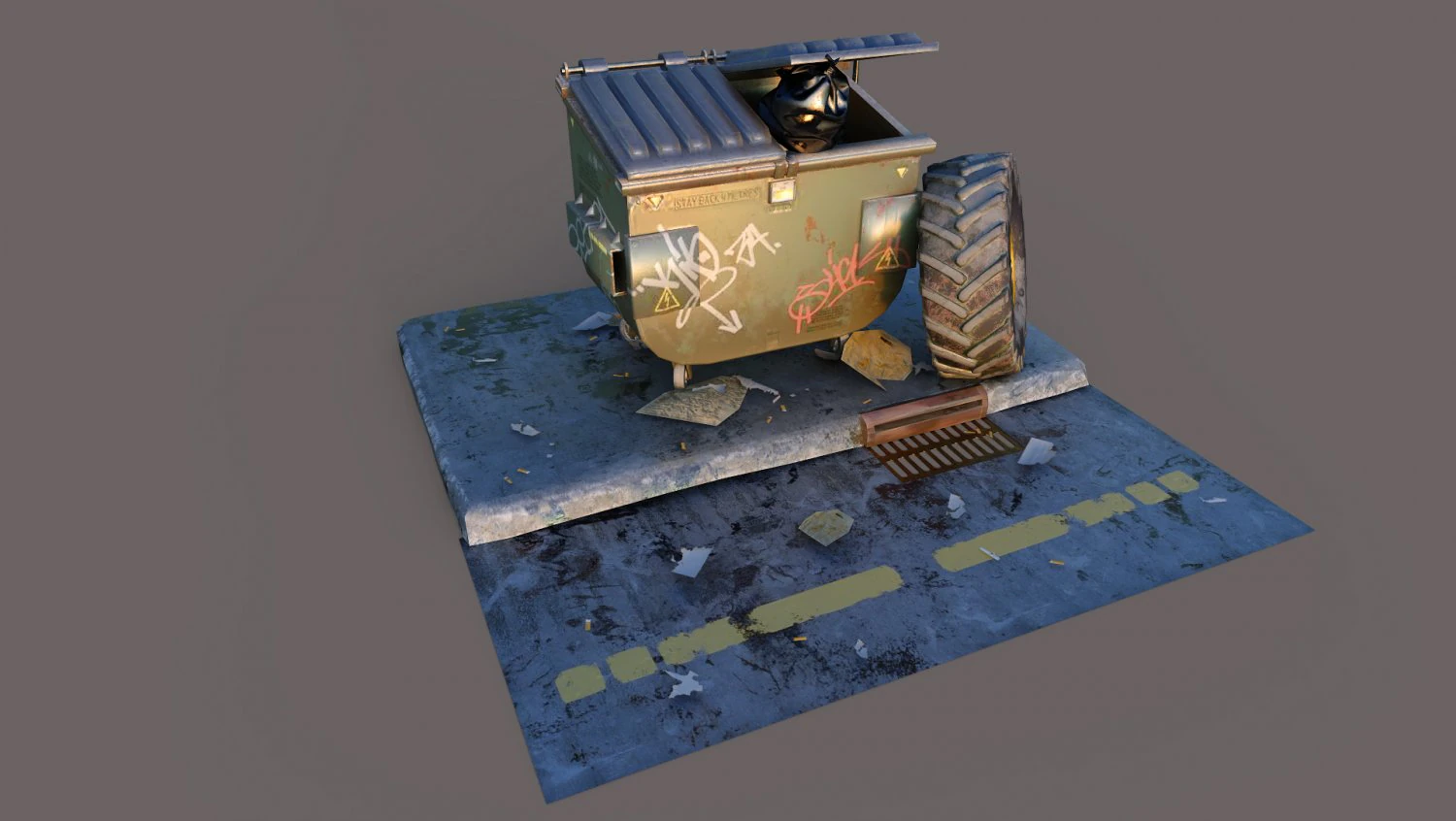Derelict Dumpster 3D Model .c4d .max .obj .3ds .fbx .stl .blend 