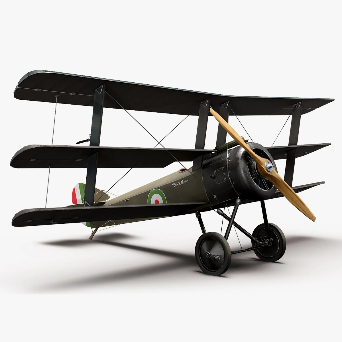 Sopwith Triplane 3D Model .c4d .max .obj .3ds .fbx .stl .blend 