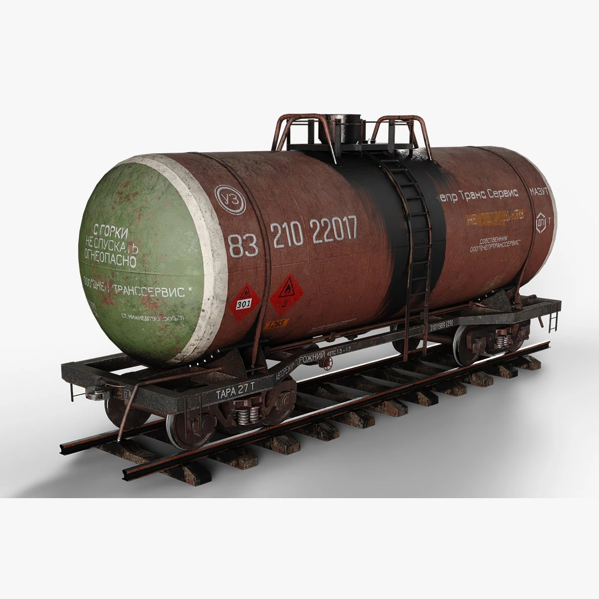 Tank - wagon 3D Model .c4d .max .obj .3ds .fbx .stl .blend 