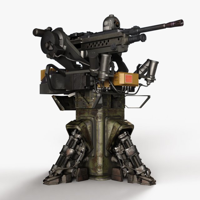 Automatic Turret 3D Model .c4d .max .obj .3ds .fbx .stl .blend 